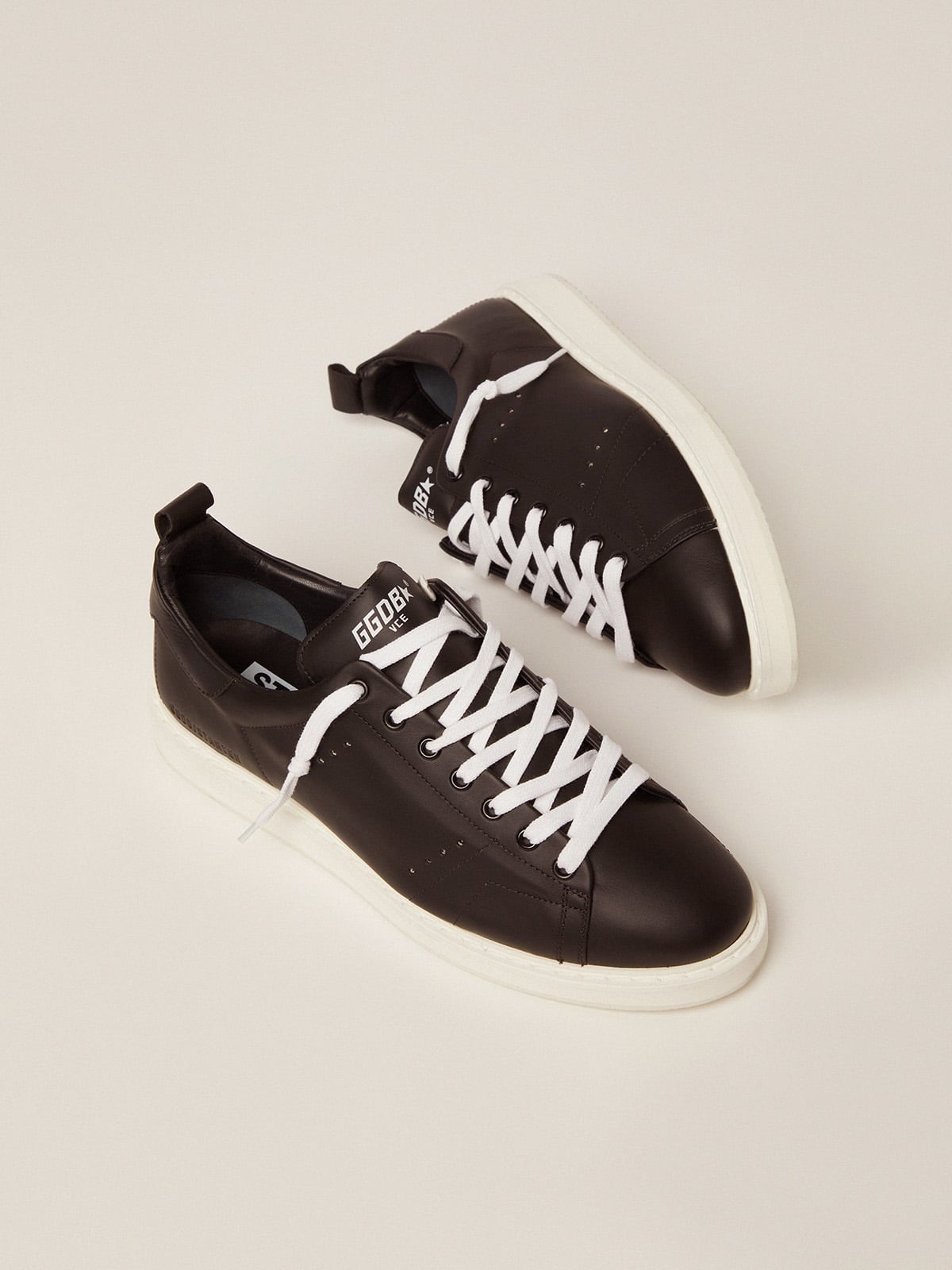 Golden Goose Mens Starter In Leather With Star Printed On The Heel Tab Mens