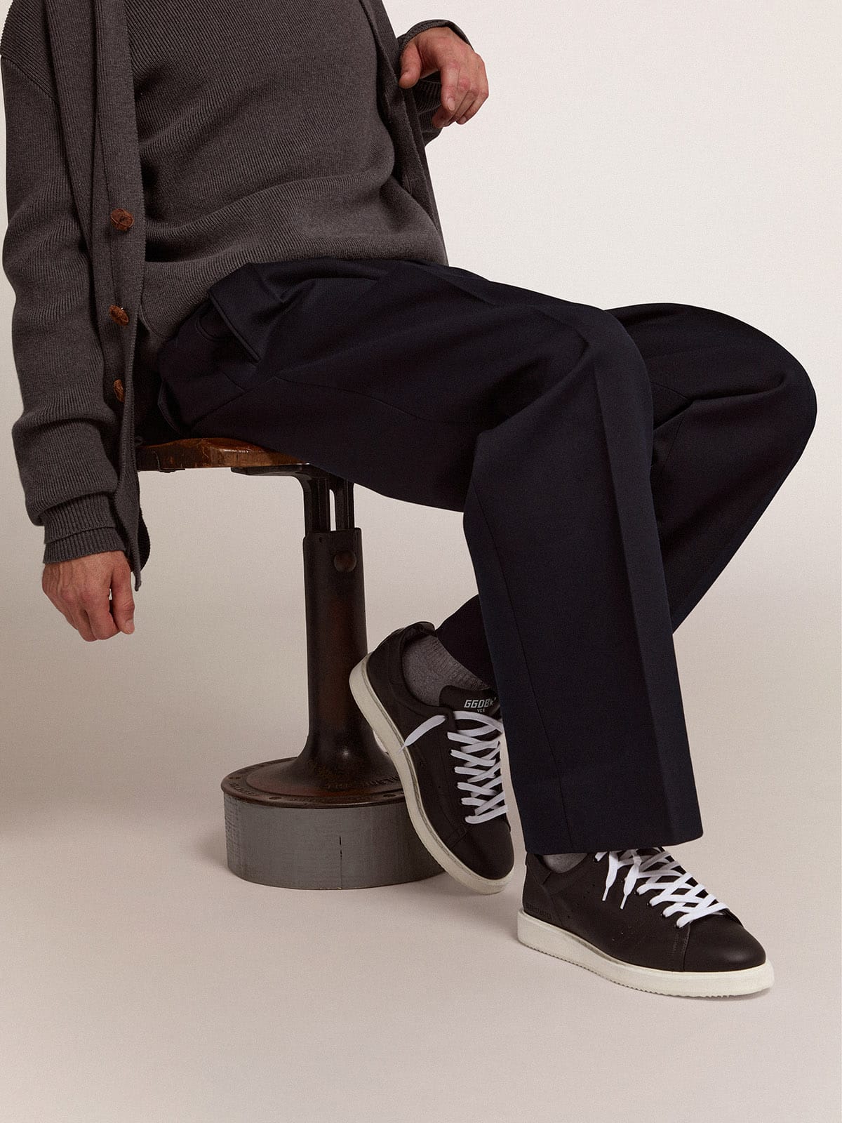 Golden Goose Mens Starter In Leather With Star Printed On The Heel Tab Mens