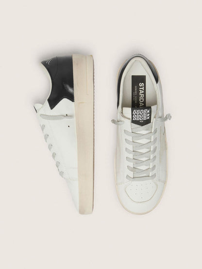 Golden Goose Mens Stardan With Star In Ice-Gray Suede And Blu-Navy Heel Tab Mens
