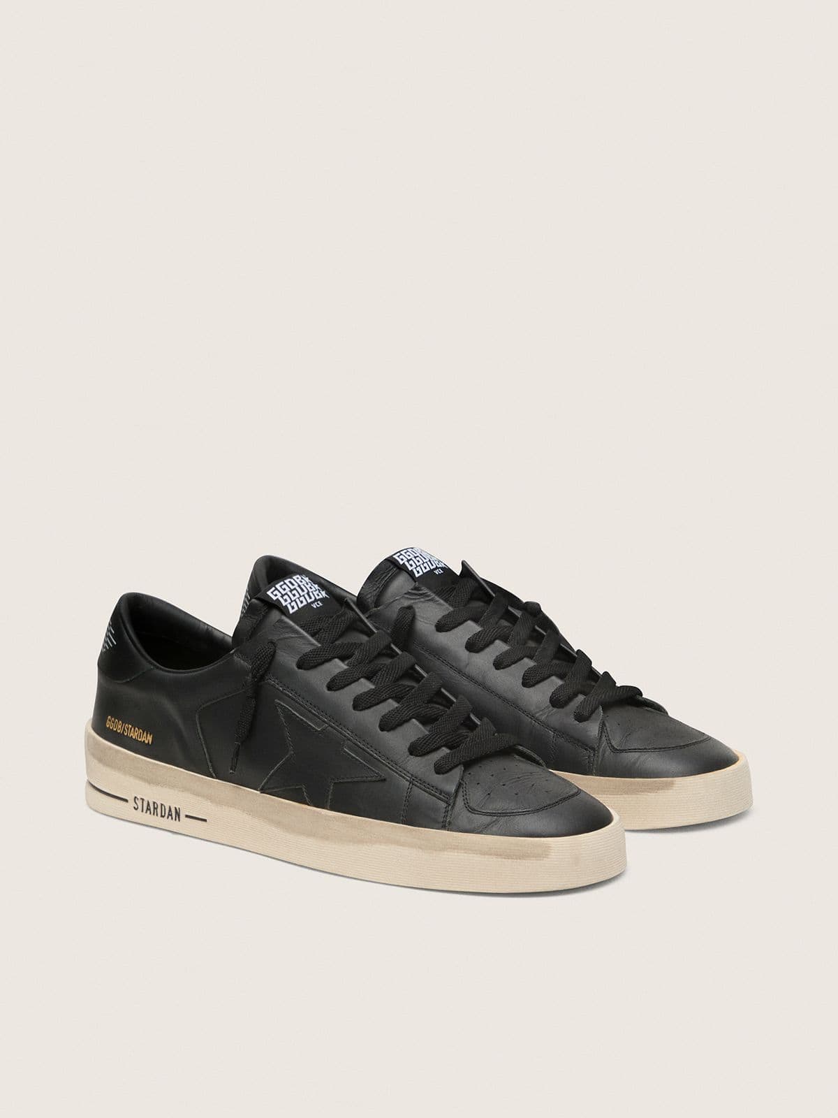 Golden Goose Mens Stardan In Total Black Leather Mens