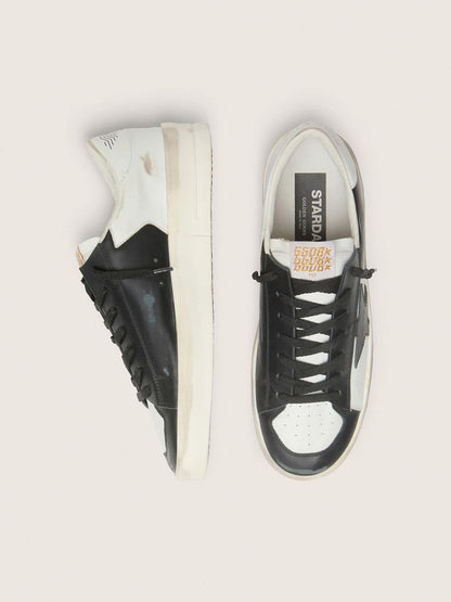 Golden Goose Mens Stardan In White And Black Leather Mens