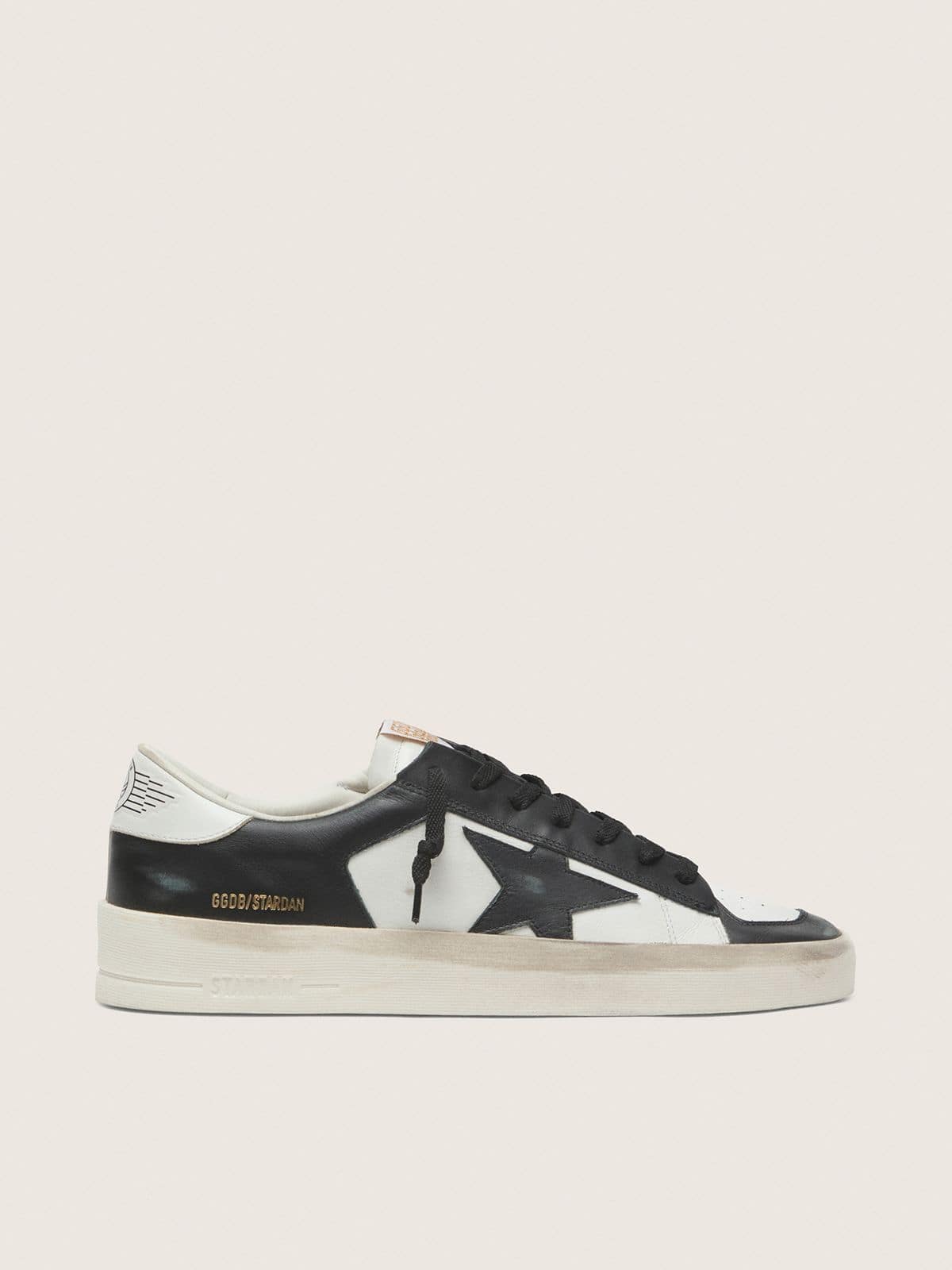 Golden Goose Mens Stardan In White And Black Leather Mens