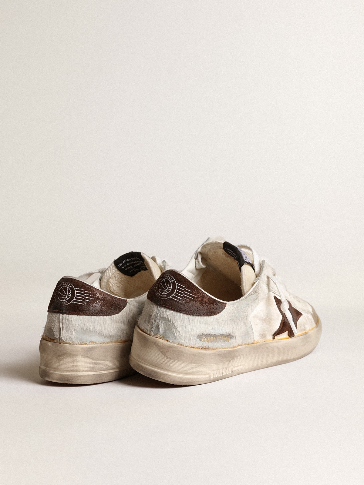 Golden Goose Mens Stardan In Nappa And Pony Skin With Brown Suede Star Mens