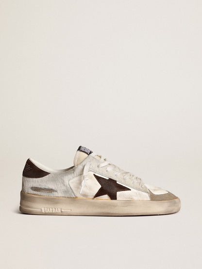 Golden Goose Mens Stardan In Nappa And Pony Skin With Brown Suede Star Mens