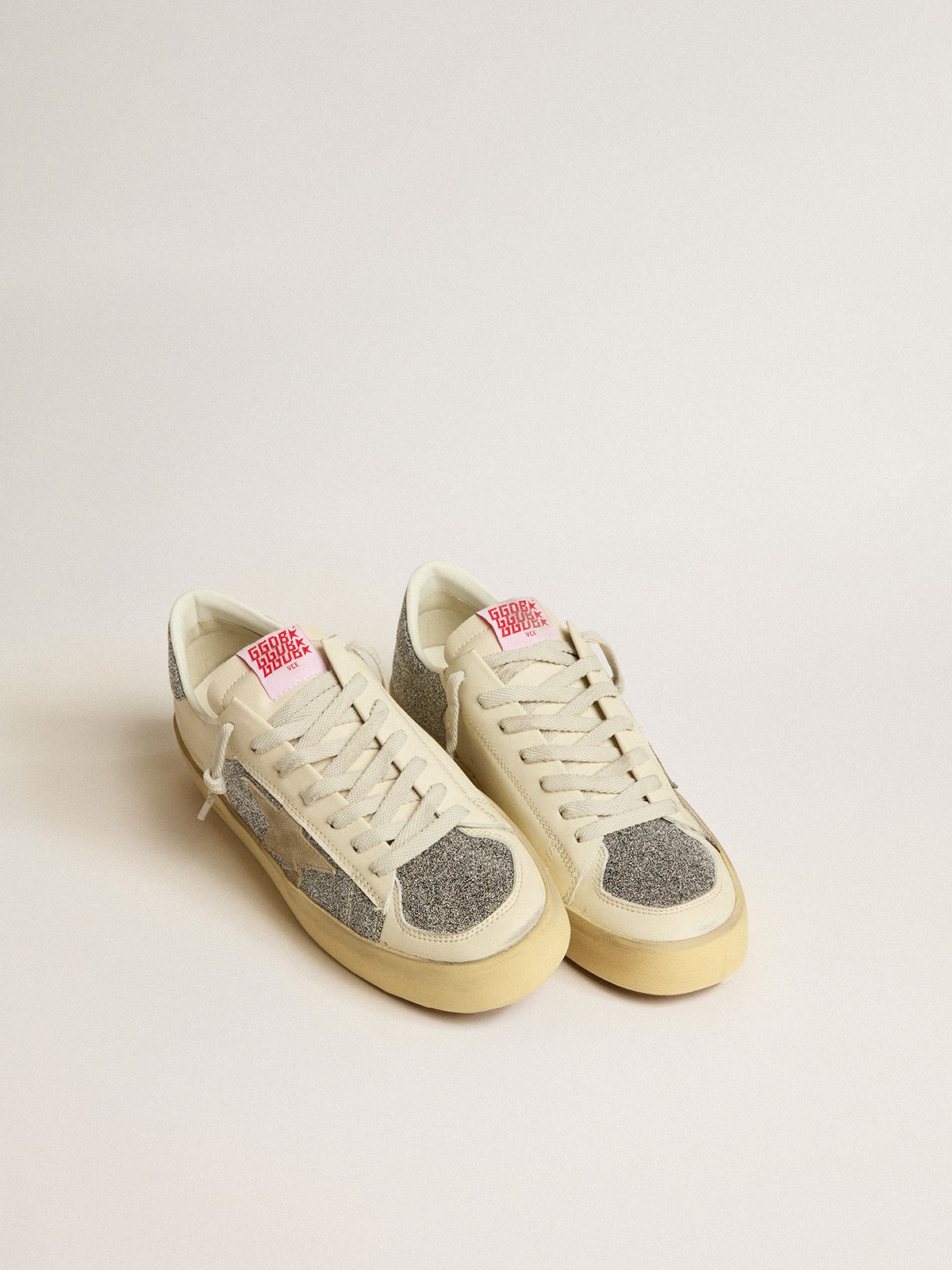 Golden Goose Mens Stardan In Suede With Sand Star And Swarovski Crystal Inserts Mens
