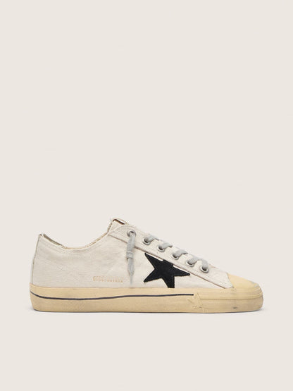 Golden Goose Mens V-Star With Black Suede Star And Embroidered Lettering Mens