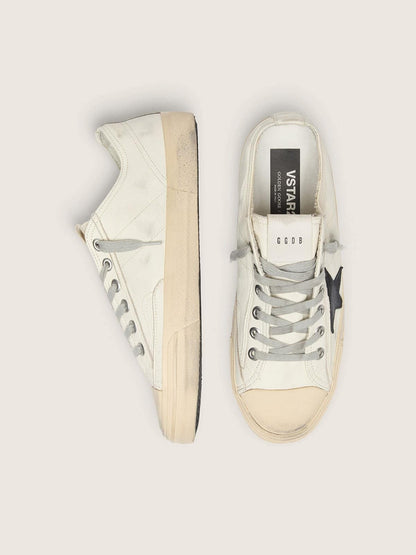 Golden Goose V-Star In Nappa Leather With Black Nubuck Leather Star Mens