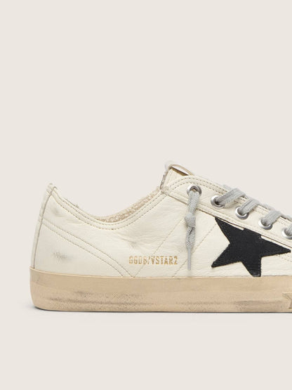 Golden Goose V-Star In Nappa Leather With Black Nubuck Leather Star Mens