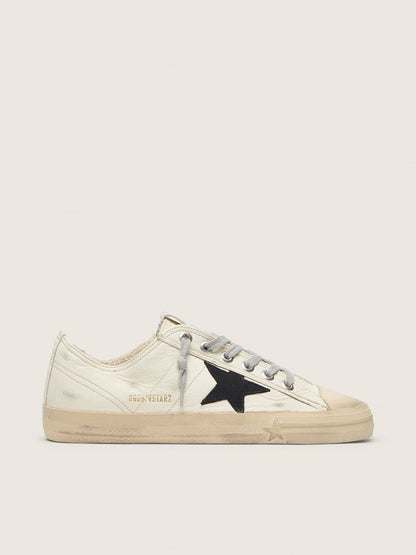 Golden Goose V-Star In Nappa Leather With Black Nubuck Leather Star Mens