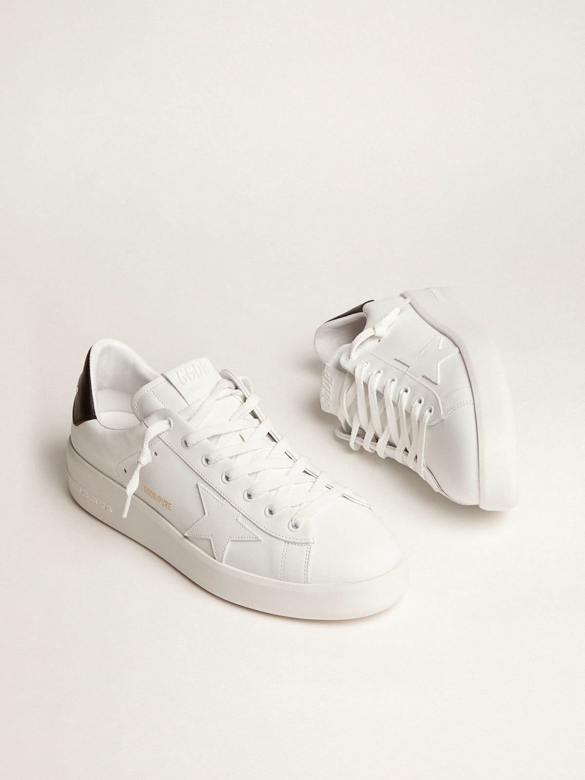 Golden Goose Mens Purestar With Leather Star And Black Leather Heel Tab Mens