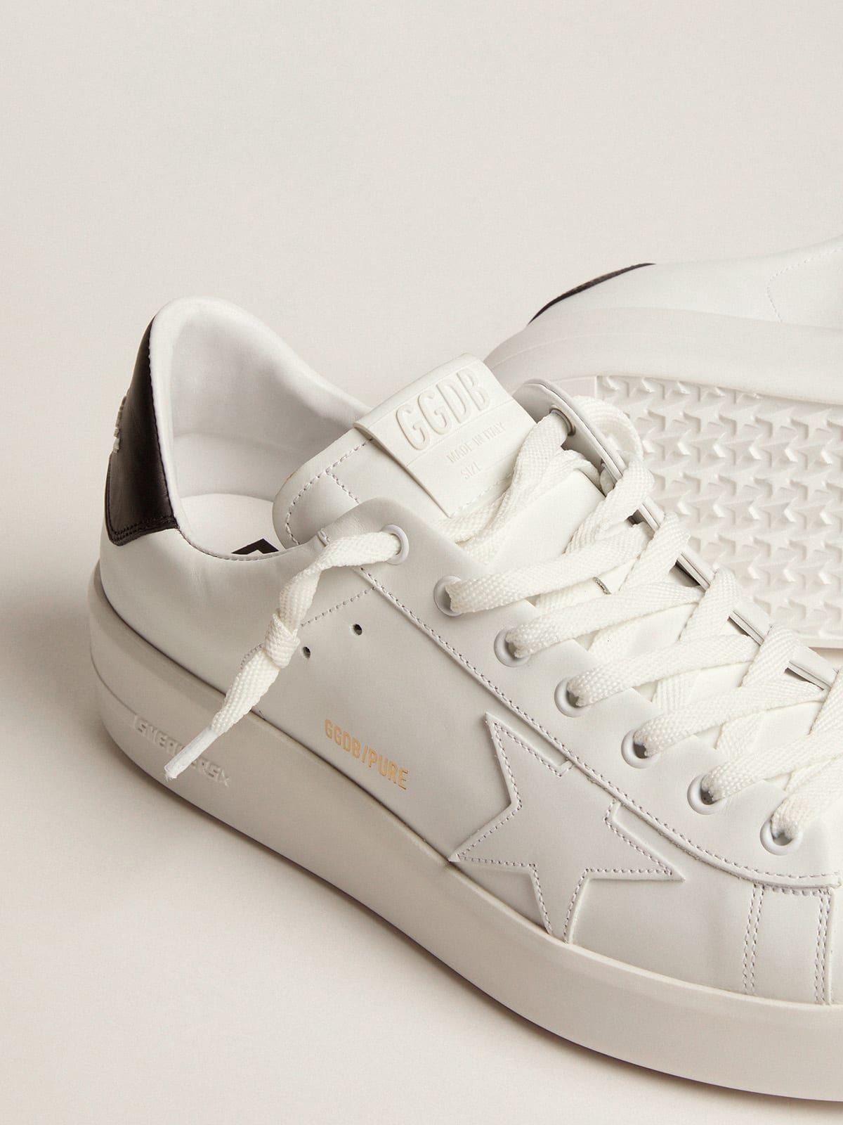 Golden Goose Mens Purestar With Leather Star And Black Leather Heel Tab Mens