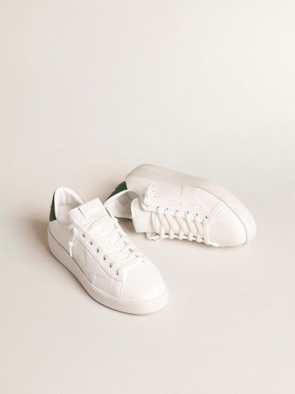 Golden Goose Purestar With White Bio-Based Star And Mat Green Leather Heel Tab Mens