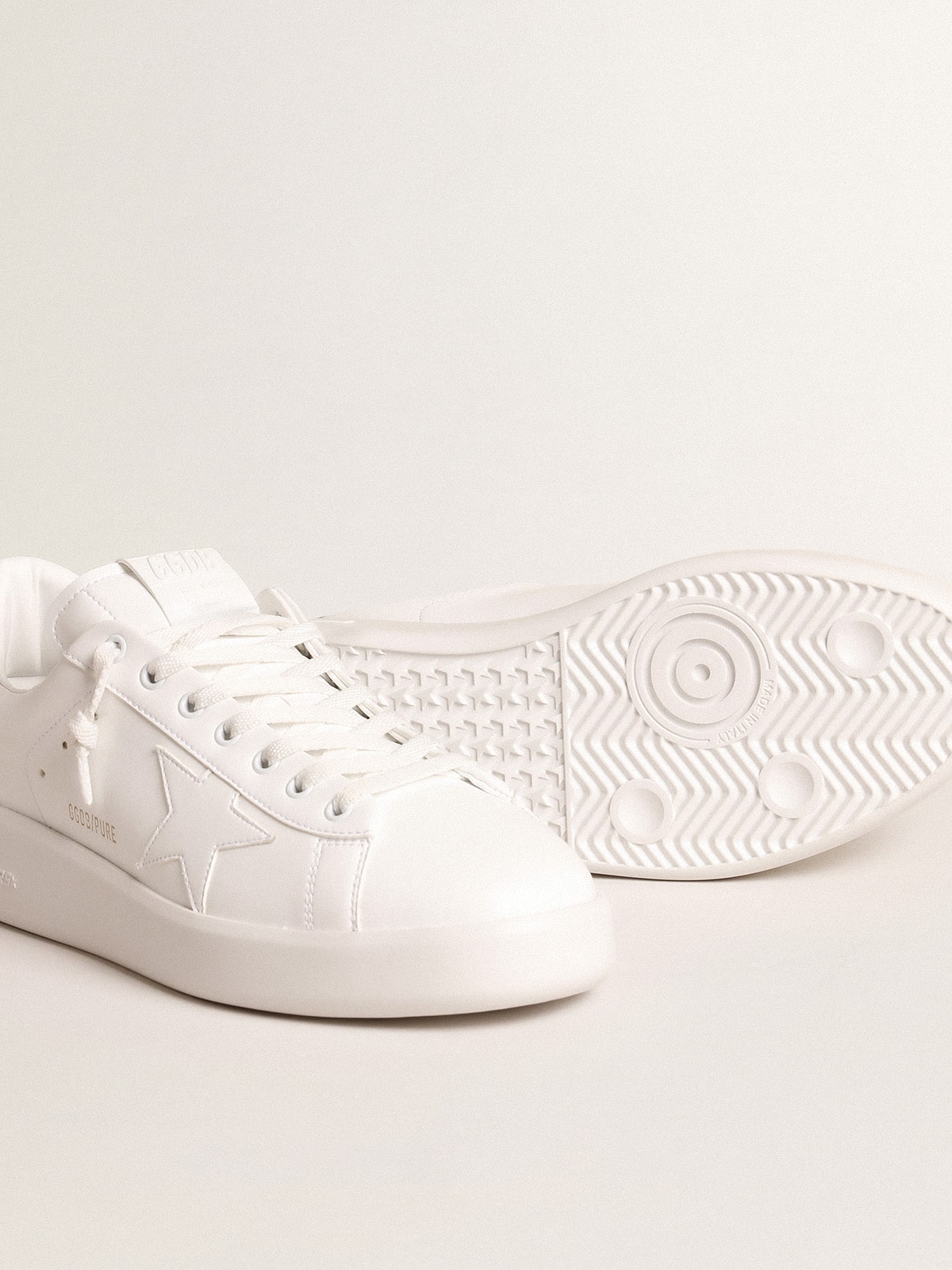 Golden Goose Purestar With White Bio-Based Star And Mat Green Leather Heel Tab Mens