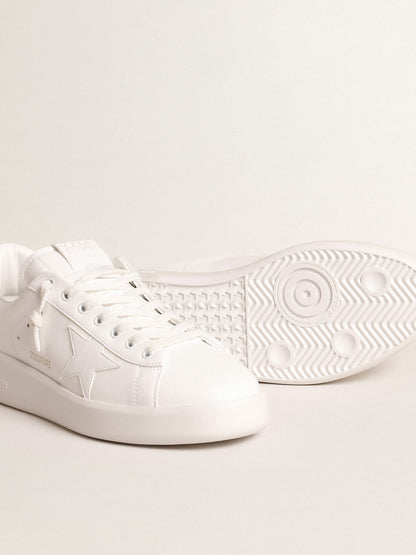 Golden Goose Purestar With White Bio-Based Star And Mat Green Leather Heel Tab Mens