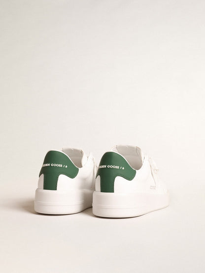 Golden Goose Purestar With White Bio-Based Star And Mat Green Leather Heel Tab Mens