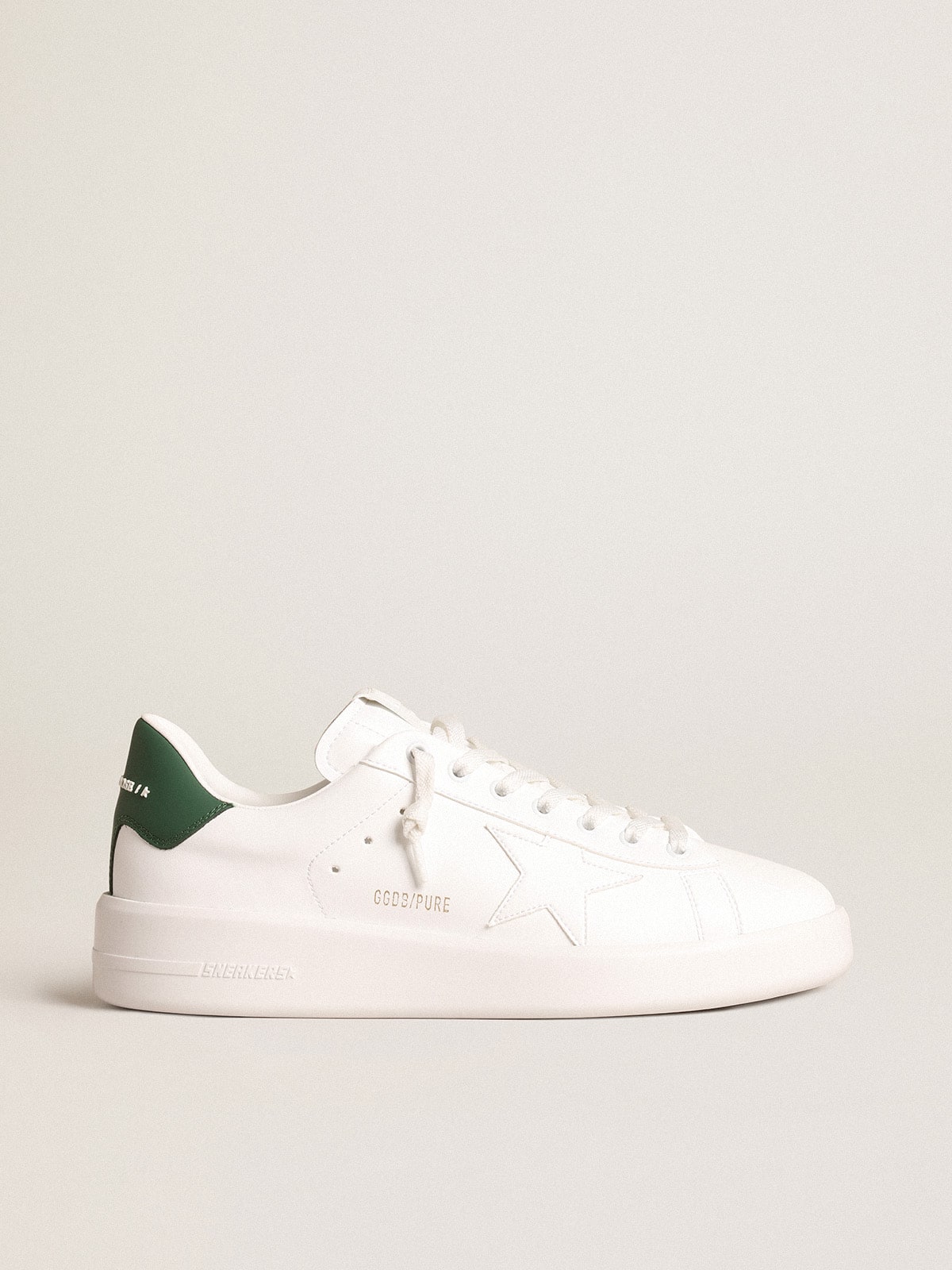 Golden Goose Purestar With White Bio-Based Star And Mat Green Leather Heel Tab Mens