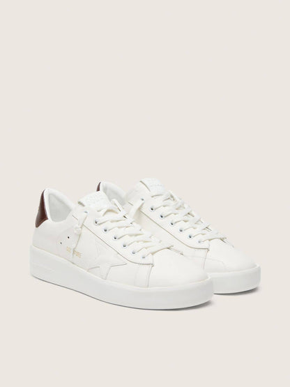 Golden Goose Purestar With White Star And Burgundy Lizard-Print Heel Tab Mens