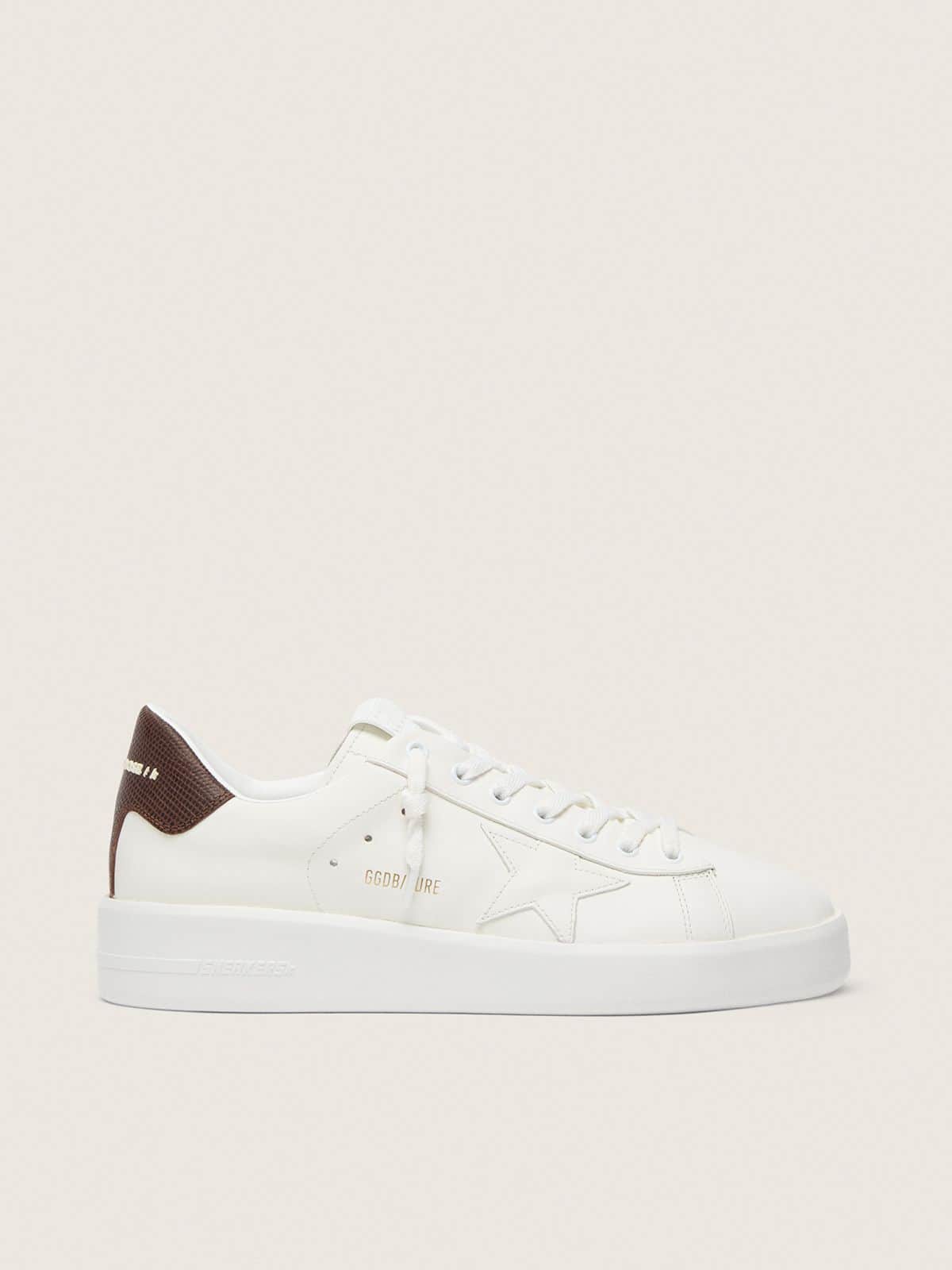 Golden Goose Purestar With White Star And Burgundy Lizard-Print Heel Tab Mens