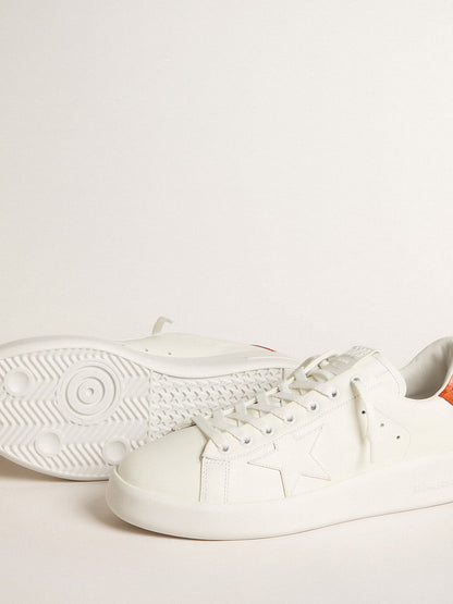 Golden Goose Mens Purestar With White Leather Star And Orange Heel Tab Mens
