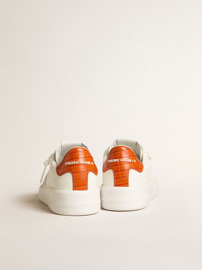 Golden Goose Mens Purestar With White Leather Star And Orange Heel Tab Mens