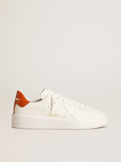 Golden Goose Mens Purestar With White Leather Star And Orange Heel Tab Mens