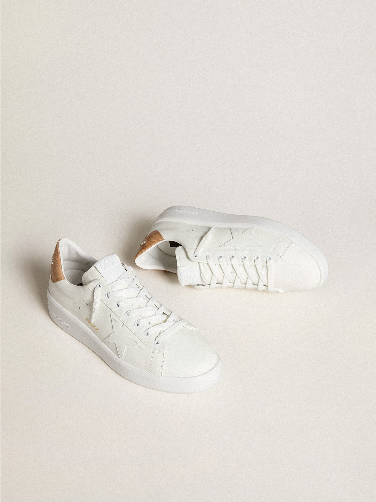 Golden Goose Mens Purestar With Leather Star And Croc-Print Leather Heel Tab Mens
