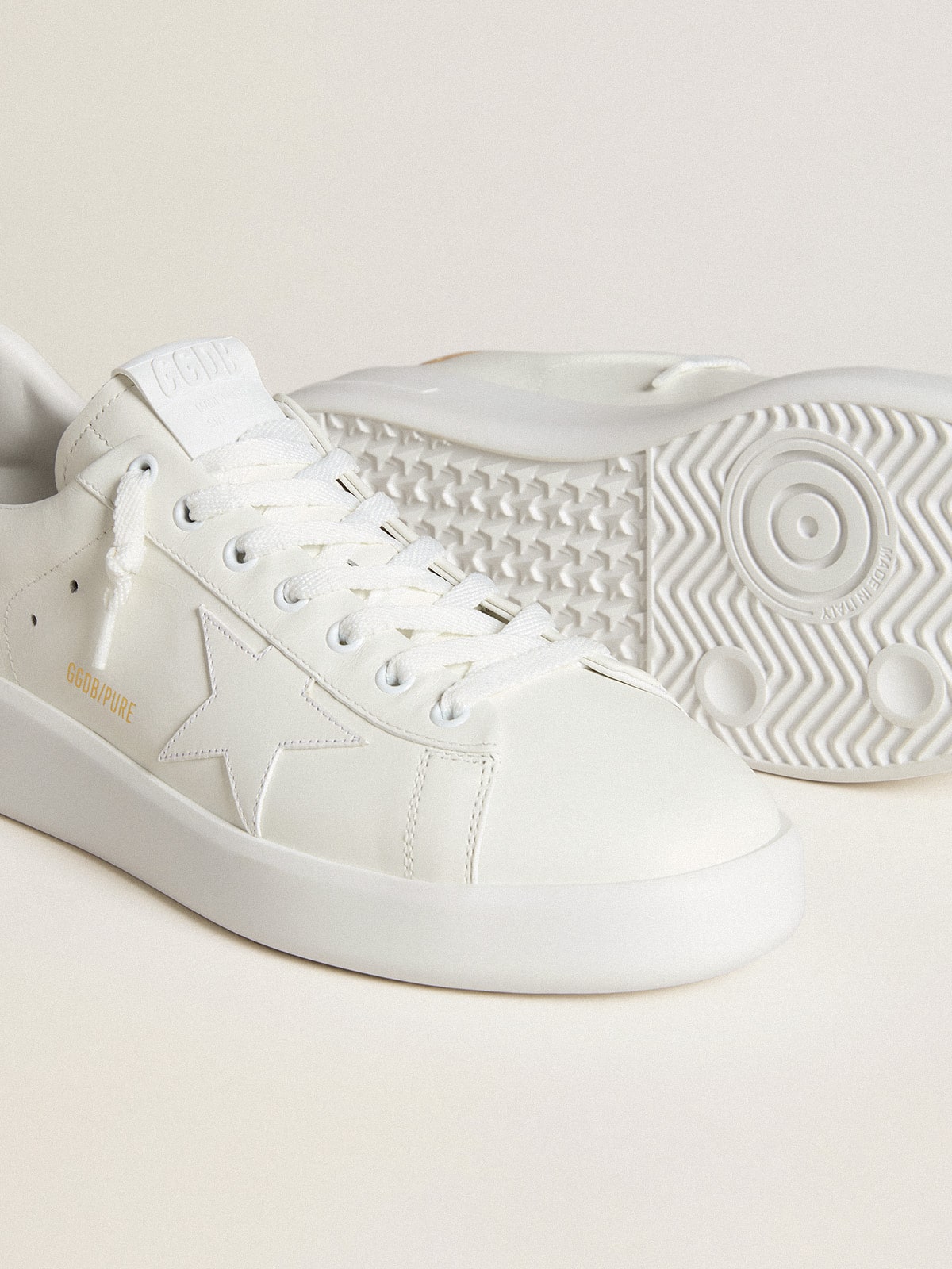Golden Goose Mens Purestar With Leather Star And Croc-Print Leather Heel Tab Mens