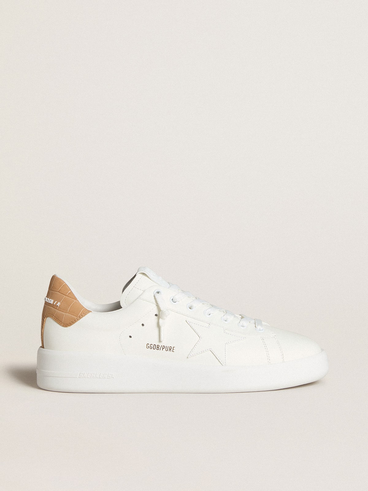 Golden Goose Mens Purestar With Leather Star And Croc-Print Leather Heel Tab Mens