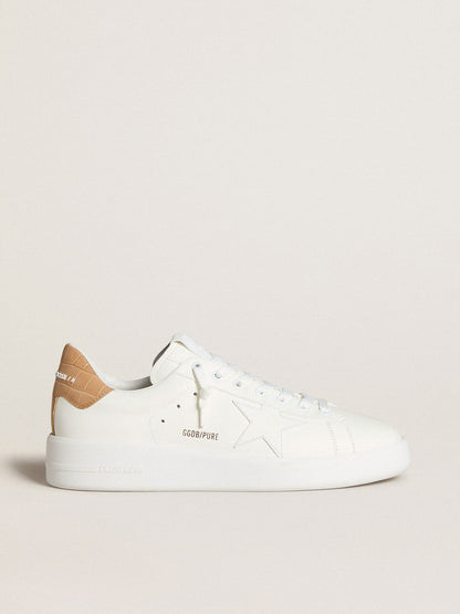 Golden Goose Mens Purestar With Leather Star And Croc-Print Leather Heel Tab Mens