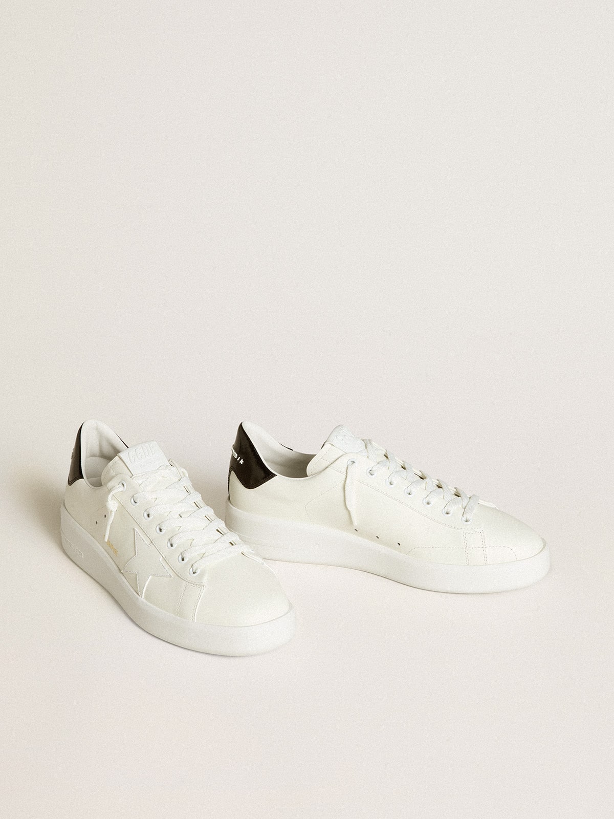 Golden Goose Mens Purestar With Leather Star And Black Patent Leather Heel Tab Mens