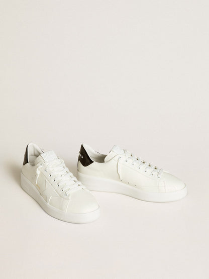 Golden Goose Mens Purestar With Leather Star And Black Patent Leather Heel Tab Mens