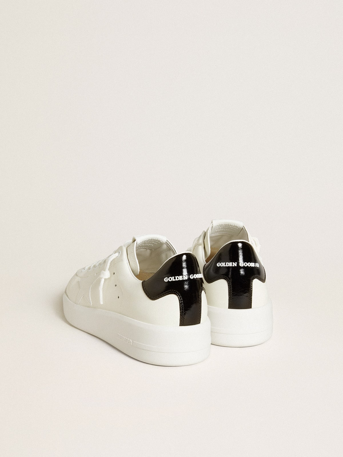 Golden Goose Mens Purestar With Leather Star And Black Patent Leather Heel Tab Mens