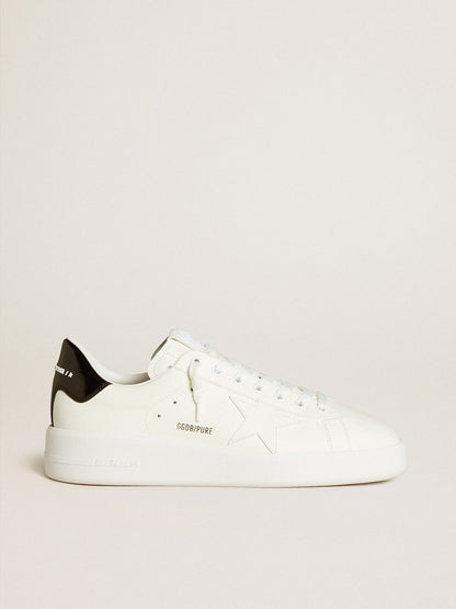 Golden Goose Mens Purestar With Leather Star And Black Patent Leather Heel Tab Mens