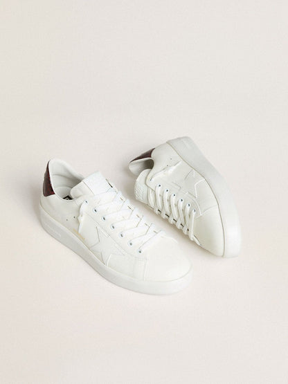 Golden Goose Mens Purestar With White Leather Star And Burgundy Croc-Print Leather Heel Tab Mens
