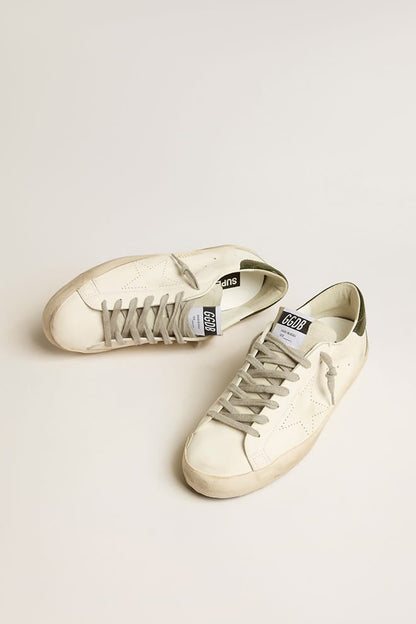 Golden Goose Mens Bio-Based Super-Star With Perforated Star And Green Heel Tab Mens