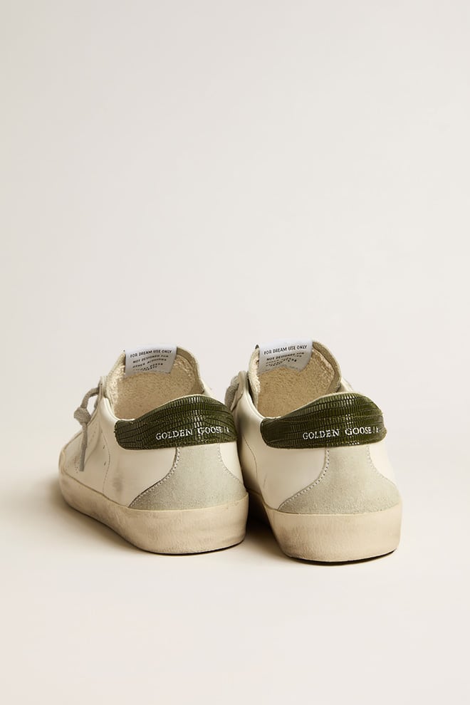 Golden Goose Mens Bio-Based Super-Star With Perforated Star And Green Heel Tab Mens