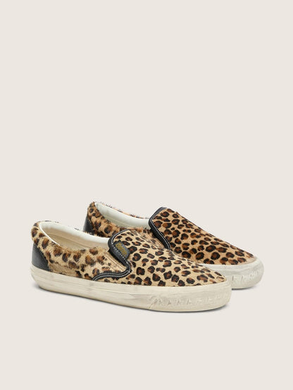 Golden Goose Mens Vce Penstar In Leopard-Print Pony Skin With Black Leather Heel Tab Mens