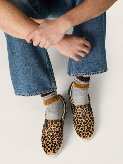 Golden Goose Mens Vce Penstar In Leopard-Print Pony Skin With Black Leather Heel Tab Mens
