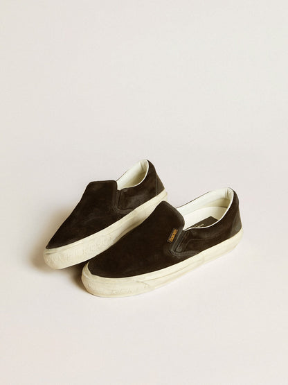 Golden Goose Mens Vce Penstar In Black Suede With Black Leather Heel Tab Mens
