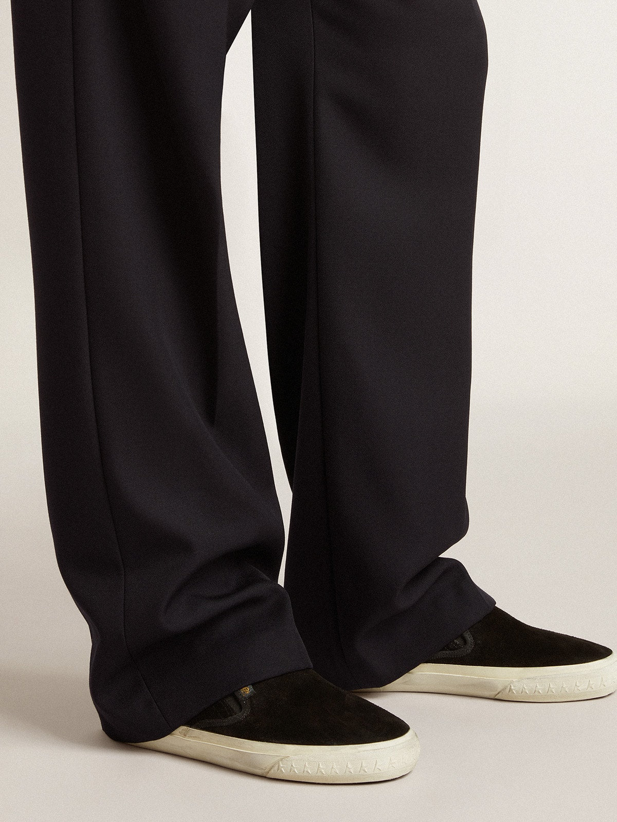 Golden Goose Mens Vce Penstar In Black Suede With Black Leather Heel Tab Mens