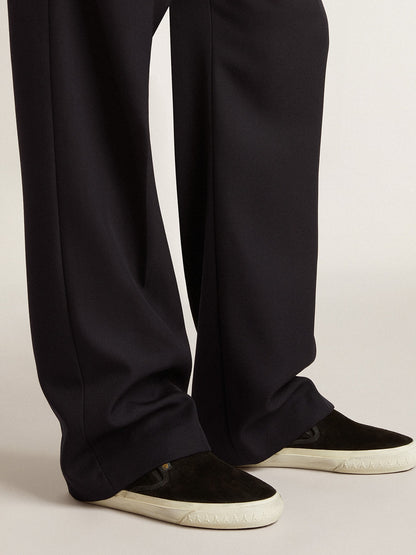 Golden Goose Mens Vce Penstar In Black Suede With Black Leather Heel Tab Mens