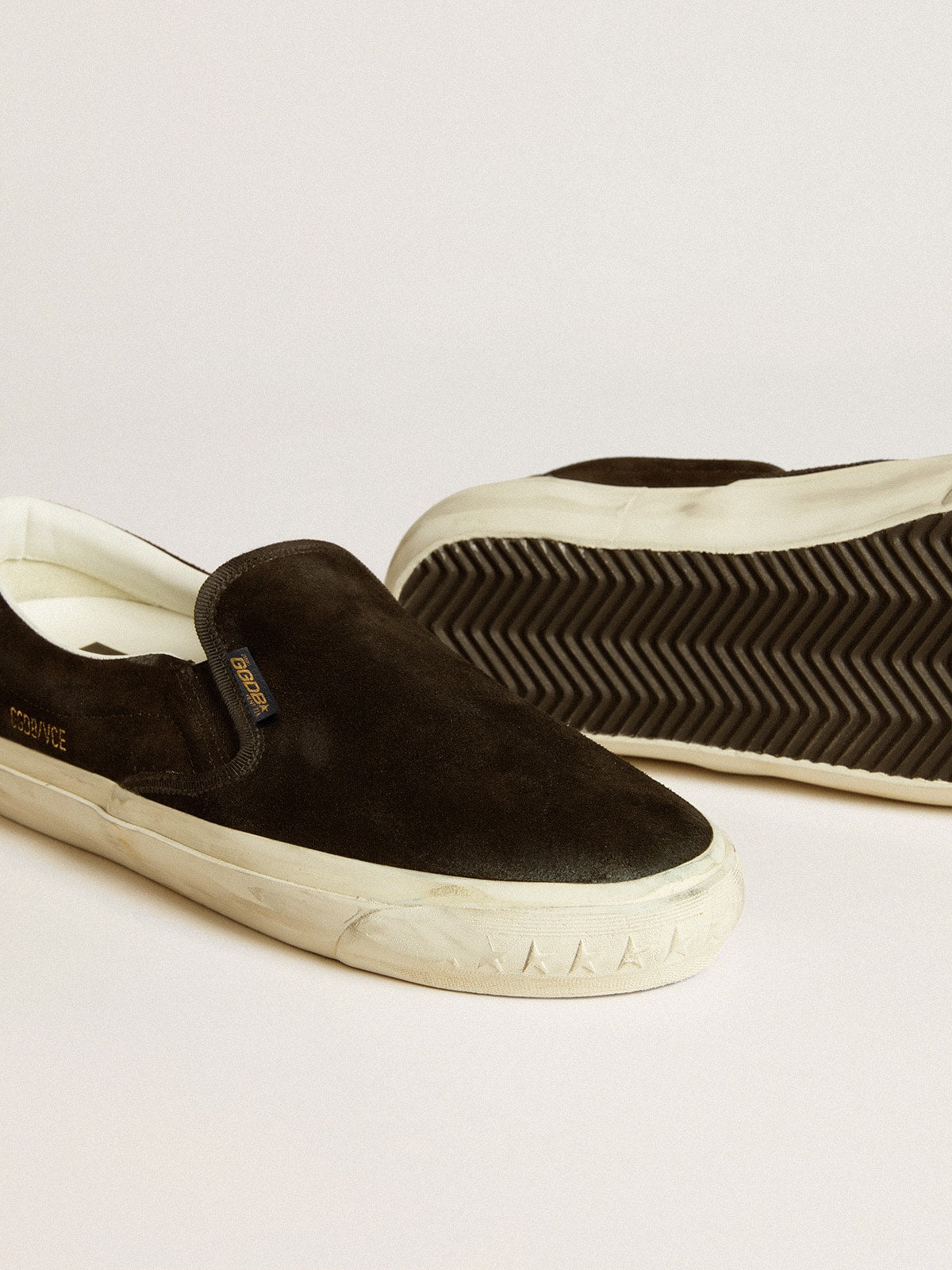 Golden Goose Mens Vce Penstar In Black Suede With Black Leather Heel Tab Mens