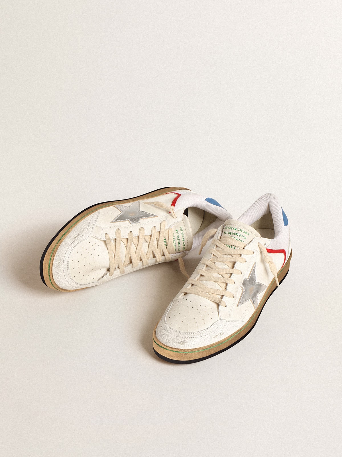 Golden Goose Ball Star In Nappa And Mesh With Silver Metallic Leather Star Mens
