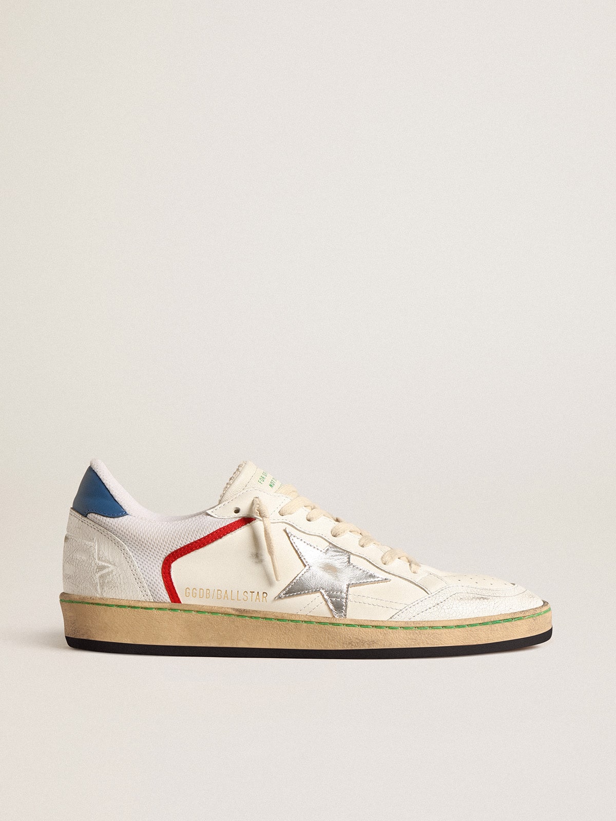 Golden Goose Ball Star In Nappa And Mesh With Silver Metallic Leather Star Mens