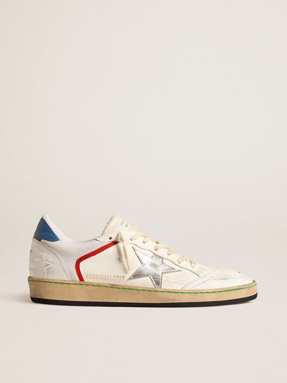 Golden Goose Ball Star In Nappa And Mesh With Silver Metallic Leather Star Mens