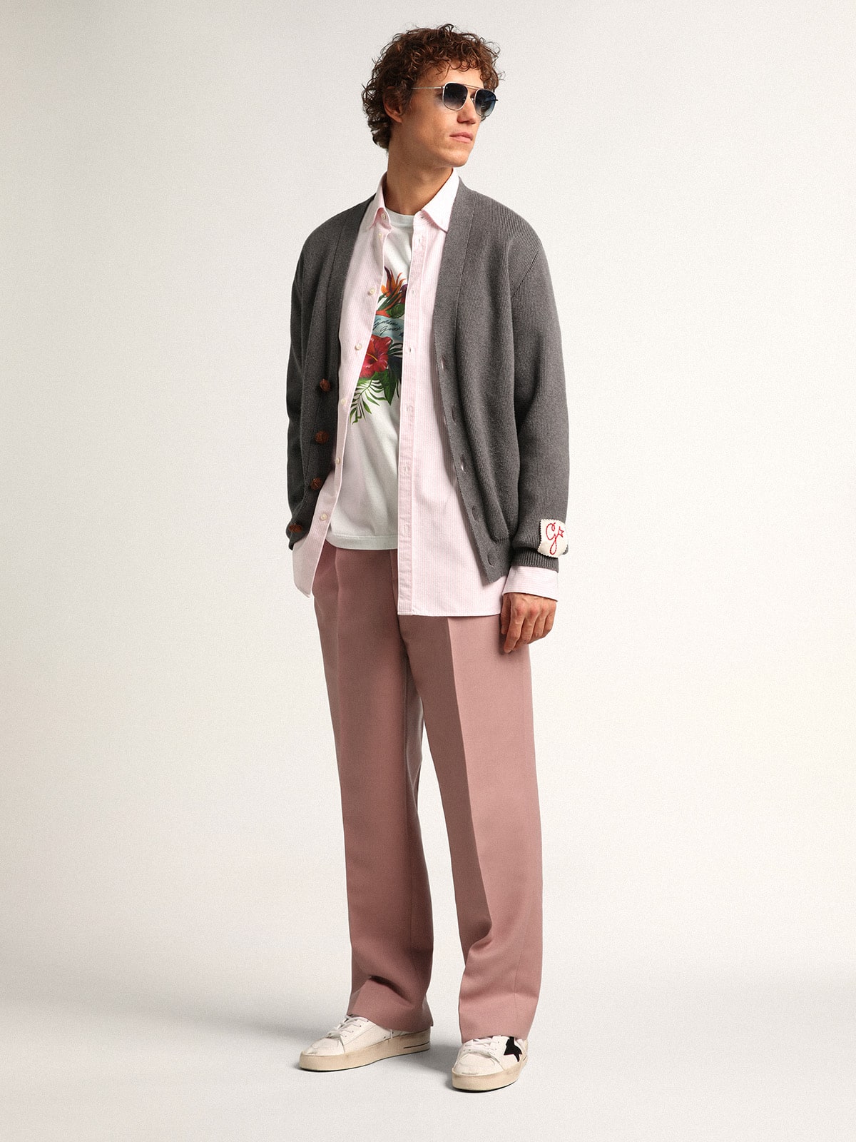 Golden Goose Mens Stardan In White Mesh With Black Suede Star Mens