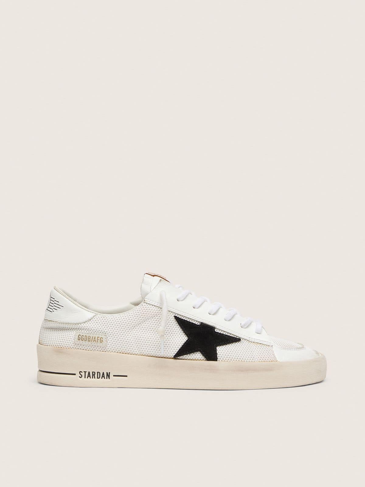 Golden Goose Mens Stardan In White Mesh With Black Suede Star Mens