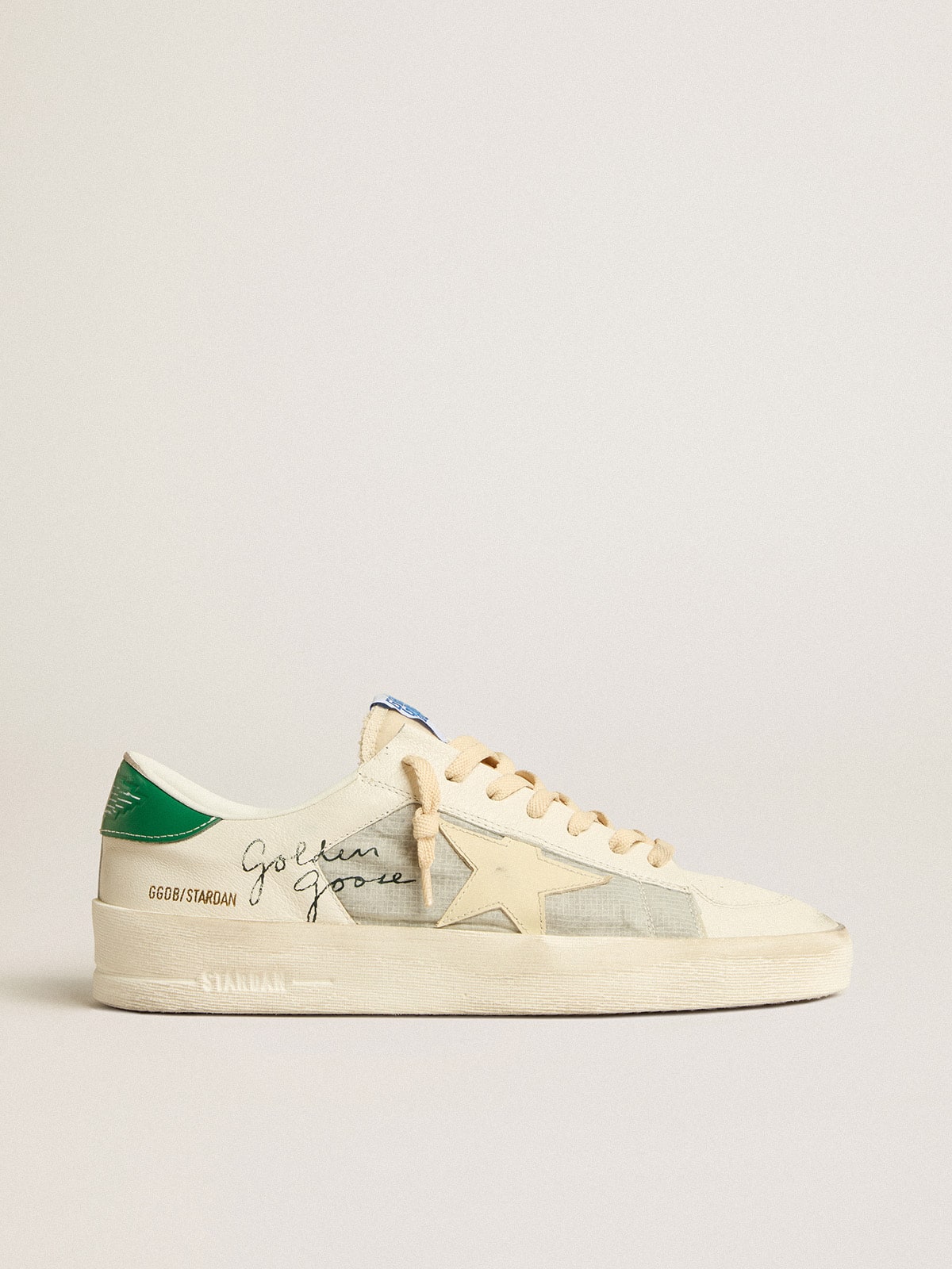 Golden Goose Stardan In White Nappa Leather With Cream-Colored Leather Star Mens