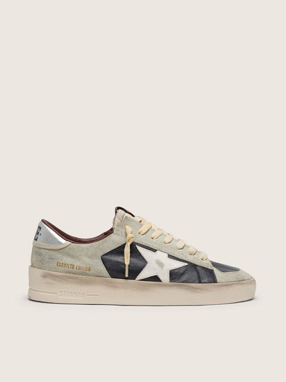 Golden Goose Mens Stardan In Suede And Leather With Leather Star And Metallic Heel Tab Mens