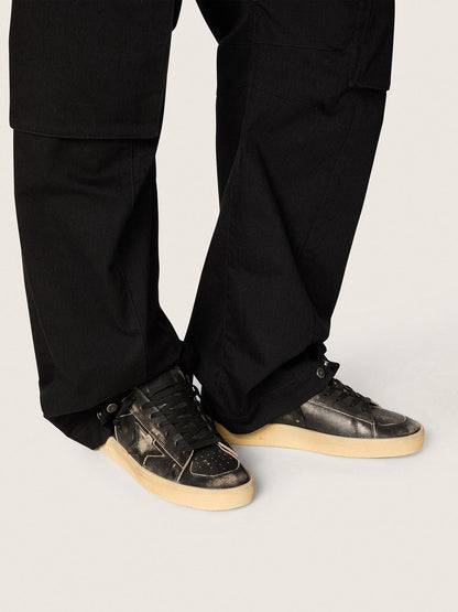 Golden Goose Mens Stardan In Black Leather With Black Leather Star And Heel Tab Mens